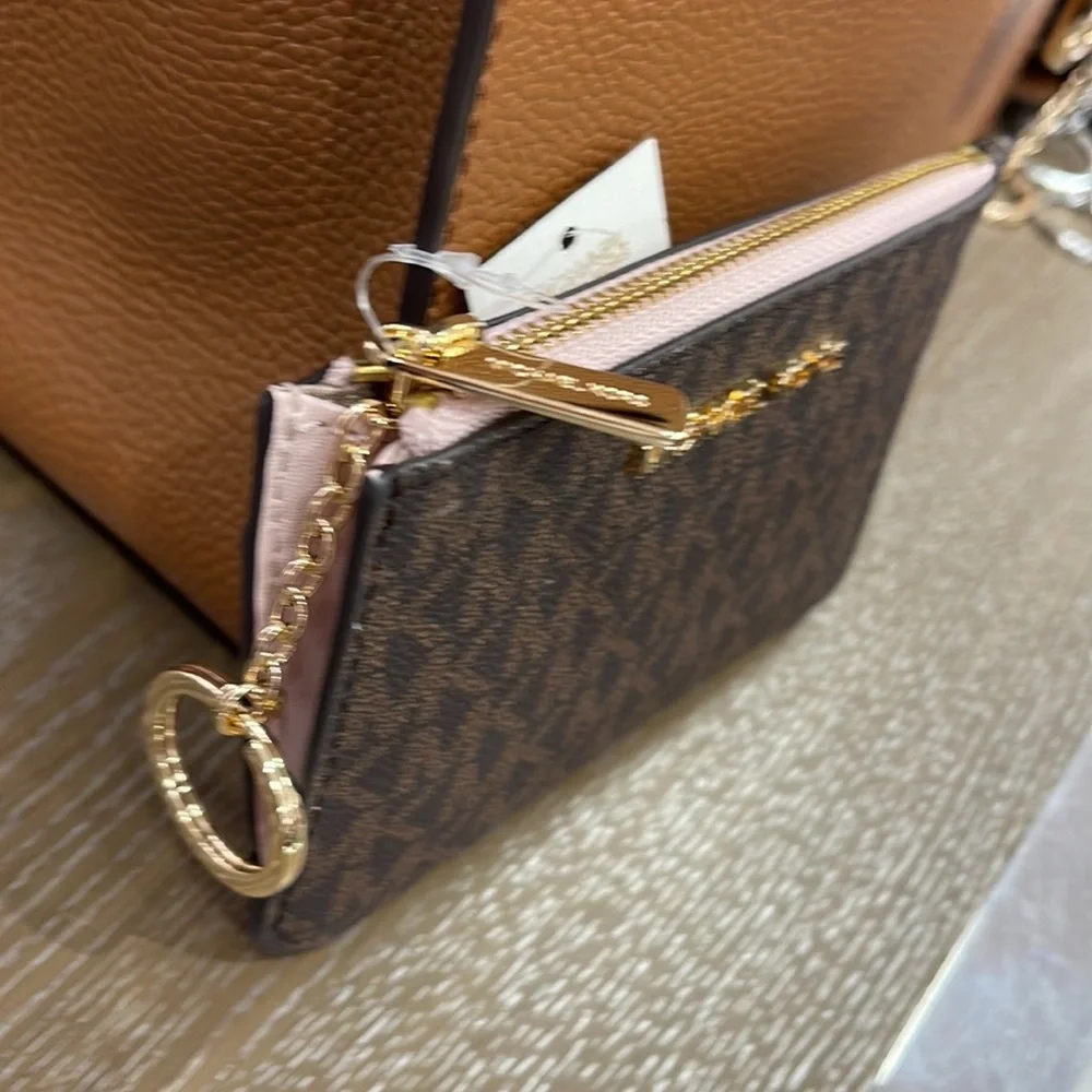 MICHAEL KORS SMALL TOP ZIP COINPOUCH W ID Powder Blush